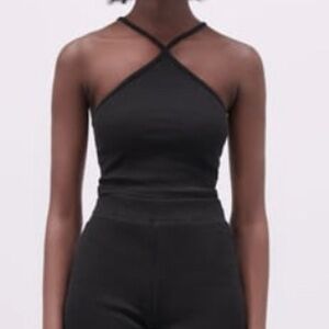 Zara High Neck Black Tank Top